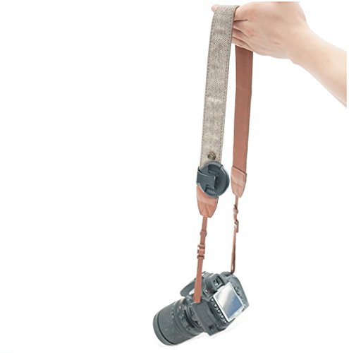 Fomito Camera Shoulder Neck Strap Vintage Belt for All DSLR Camera Nikon Canon Sony Pentax Classic White and Brown Weave - Thumbnail 2
