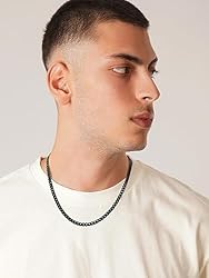 U7 Men Women Curb Chain Necklace Ion Plating Black