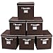StorageWorks Storage Cube Box with Lid, Fabric Storage Bin, Brown, Large, 11.8x11.8x11.8 inches,6-Pack