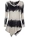 Timeson Womens Tie Dye Handkerchief Hem Long A-line Tunic Tops for Leggings for Women Large White Black