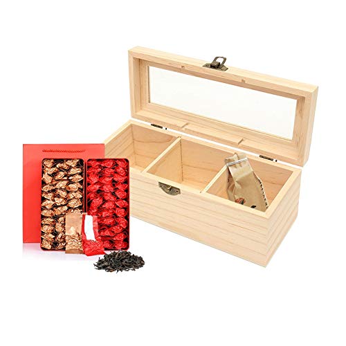 image for Vaorwne Wood Tea Caddies Tea Bag Jewelry Organizer Chest Storage Box 3
