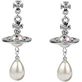 ZHOUMEIWENSP Silver Saturn NANA Earrings Planet Dangle Earrings Space Hypoallergenic Punk Earrings for Women