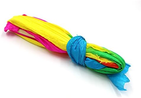 Neverold 1.8m Long Belly Dance Fans Artificial Silk Bamboo Veils Art Colorful Left Right Hand (5colorful, right hand)