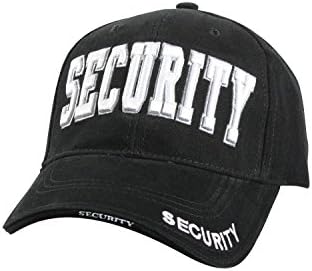 Security Uniforms Style Baseball Cap Hat, Black w/3D Embroidery Lettering, 100% Cotton