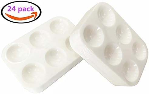 24 Pieces Plastic Paint Palettes Tray 6 Well Rectangular Watercolor Palette Painting Tray Artist Craft Palettes for Painting party-White