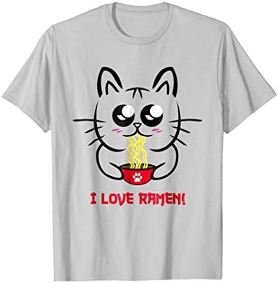 Kawaii Japanese Anime Cat I Love Ramen T-Shirt
