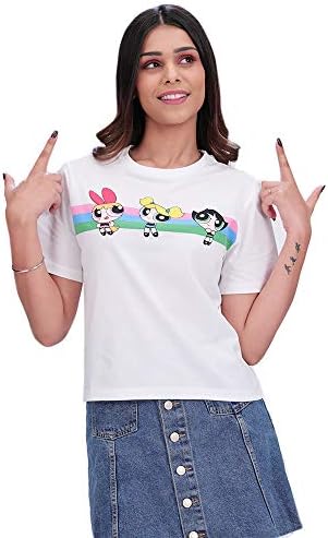 Powerpuff Girls T-Shirt - Women's Cotton Round Neck Designer Printed Top | Half Sleeves | Boxy Fit