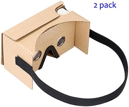 Google Cardboard V2 by IHUAQI with Headstrap 2 Pack Fully Assembled Compatible with Android and iPhone Up to 6inch including Comfortable Nose Foam and Forehead Pad
