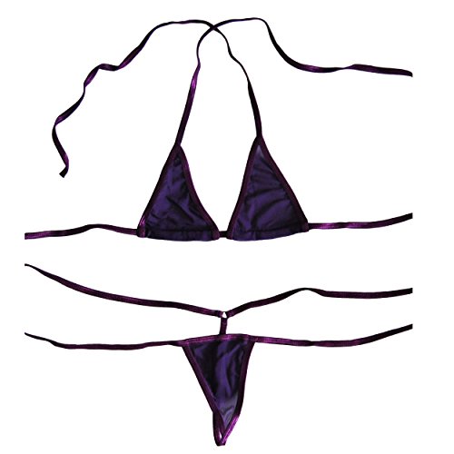 Esquki Womens Sheer Extreme Bikini Halterneck Top And Tie Sides Micro 