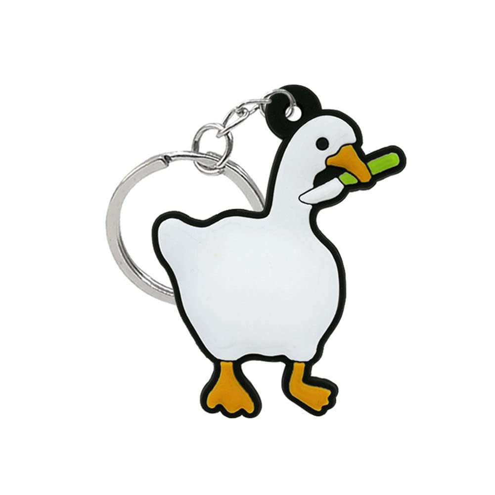 1PCS PVC Lovely Animal White Goose Keychain Cartoon Keychain Key Holder Fit Women Men Kids Keys Accessories Key Ring Custom Jewelry for Kids