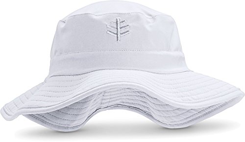 Coolibar UPF 50+ Kids' Surfs Up Bucket Hat - Sun Protective (Large/X-Large- White)