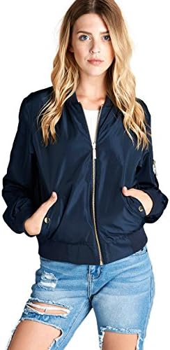Califul Bomber Jacket Utility Short Vintage Coat (Large, BB04 Navy)