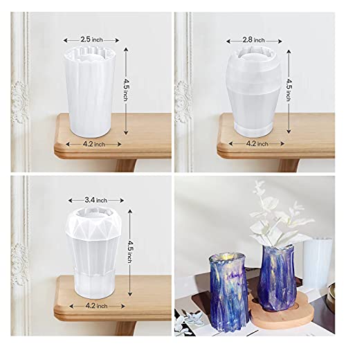 Resin Molds 3Pcs Vase Resin Silicone Mold,Craft Makeup Brush Holder