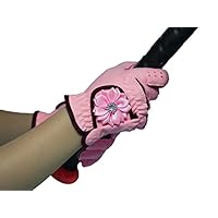 Tot Jocks Batting Gloves for Softball and Tee-Ball, T-Ball, Pink Size Small with Rhinestone Flower