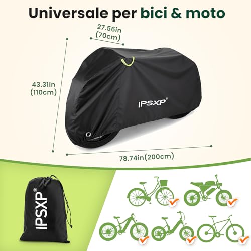 IPSXP Bicycle Cover, 210D Waterproof Oxford Bicycle Cover, 208 x 111 x 76 cm, Bicycle Cover, Dustproof Wind Rain UV Protection, Mountain Bike Cover