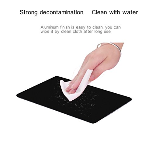 Mouse Pad, Qcute 9.18" 6.11" Gaming Aluminum Mouse Pad W Non-Slip Rubber Base & Micro Sand Blasting Aluminium Surface for Fast and Accurate Control (Small, Light Black)