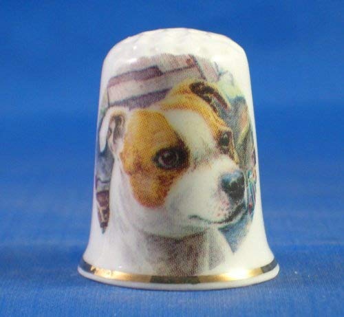 Porcelain China Collectable Thimble -- Staffs Bull Terrier Dog