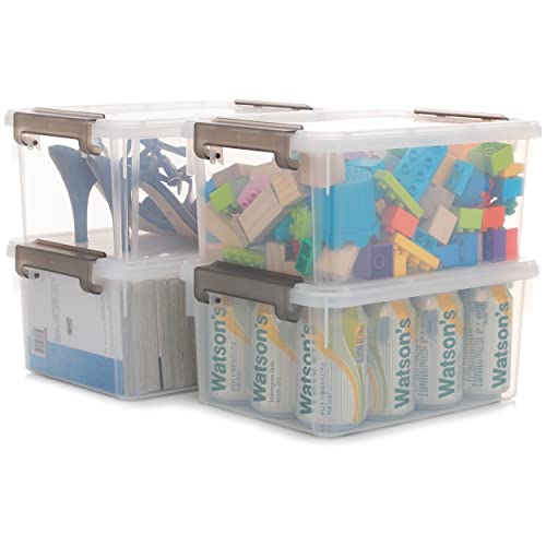 Citylife 4 Packs 7.4 QT Plastic Storage Bins with Lids Stackable Storage Containers for Organizing Large Multi-Purpose Shoe Box, Clear White