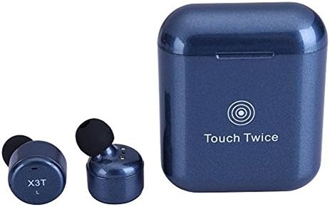 Baecon Pet X3T New And Upgraded Full-Touch Wireless Bluetooth Headset In-Ear Noise Cancelling Mini Twins Earphones Sport Sweatproof Dual Stereo Earpieces with Charging Case (Dark Blue)