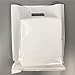 SES.CO Thick White Plastic Shopping Bags,Sturdy Retail Bags for Merchandise with Die Cut Handle,Glossy Customer Bags for Boutique/Store/Grocery/Makeup/Clothes/Gift (12x15 Inch,100 Count)
