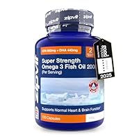 Omega 3 Fish Oil 2000mg, EPA 660mg DHA 440mg per Daily Serving. 120 Capsules (2 Months Supply). Supports Heart, Brain Function and Eye Health. 2 Capsules Per Serving
