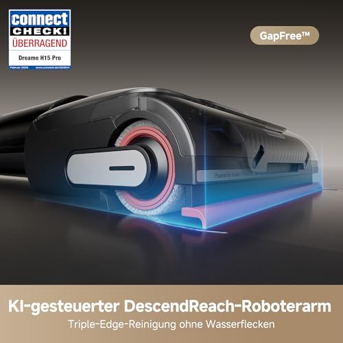 H15 Pro Nass- und Trockensauger, GapFree AI DescendReach Roboterarm, dreifache Kantenabdeckung, 21.000 Pa Saugleistung, 0 Tangle, 100°C Bürstenwäsche, 5min 90°C Trocknung, 180° Lie-Flat