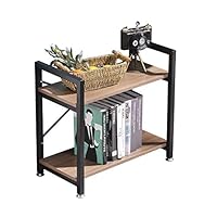 BENOSS Industrial Style Bookcases Furniture, Storage Rack Shelf for Bedroom, Living Room, Multi-Functional Shelf Units for Collection,Storage Organizer with Metal Frame (2 Tier)