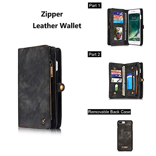 Leather Wallet Magnetic Detachable Phone Case Case with Card Holder Flip Cover for IPhone XS, Grey