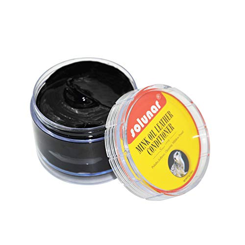 Solunar Mink Oil Leather Conditioner,Shoe Polish Cream,75g,Black,Nano-Tech|Softens|Cleaning|Color Restores|Mildew proof for Leather Jackets, Boots,Shoes,Couchs,Sofa,etc