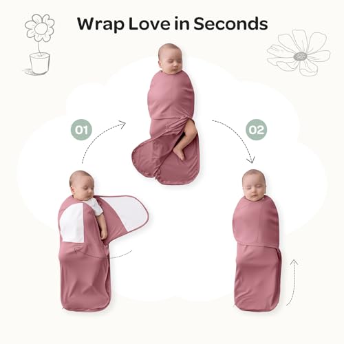 Momcozy Swaddles for Newborns, Quiet Fastener Swaddle Suitable for Infant 0-3 Months, New-Parent-Friendly Sleep Sack, Reduce Startle Reflex, Newborn Boys Girls Registry Essentials, 2-Pack, Bloom