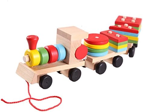 3D Geometric Shapes for Preschoolers Wooden Train Sets for Toddlers Building Blocks Thilo