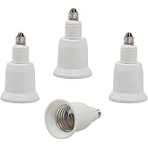 E-Simpo 4pcs E11 to E26 E27 Light Socket Adapter LED Lamp Bulb Holder Socket Extender, Mini Candelabra E11 (NOT E12) Base Convert to Medium E26/E27 Standard Screw Base