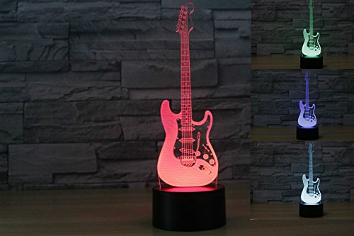 SUPERNIUDB 3D Colorful Electric Guitar Lamp Night Light Table Light 3D Cartoon Lamp Table Lamp 3D LED USB 7 Color Change LED Table Lamp Xmas Toy Gift - Thumbnail 7