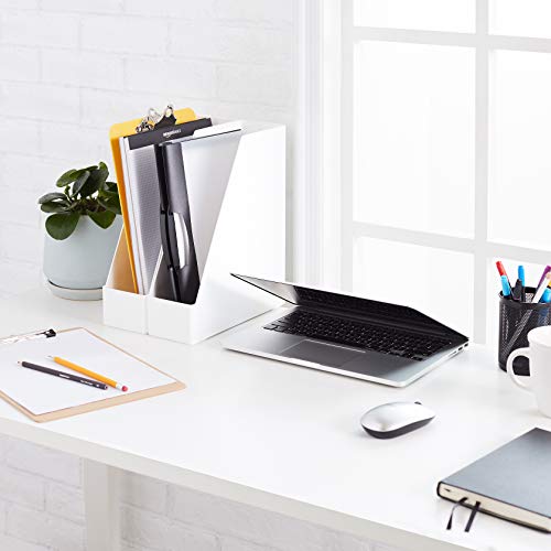 Amazon Basics Plastic Desk Organizer Magazine Rack, White, 1Pack