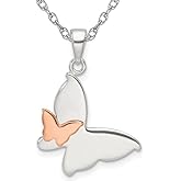 Gem And Harmony Sterling Silver Butterfly Charm Pendant Necklace with Chain