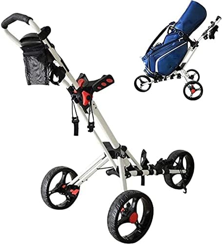 TUHFG Golf Push Cart Trolley 3 Wheel Golf Push Cart 3 Wheels Foldable Cart Golf Trolley with Umbrella Stand, Scorecard and Drink Holder Aluminum Golf Cart TUHFG Golf Push Cart Trolley 3 Wheel Golf Push Cart 3 Wheels Foldable Cart Golf Trolley with Umbrella Stand, Scorecard and Drink Holder Aluminum Golf Cart
