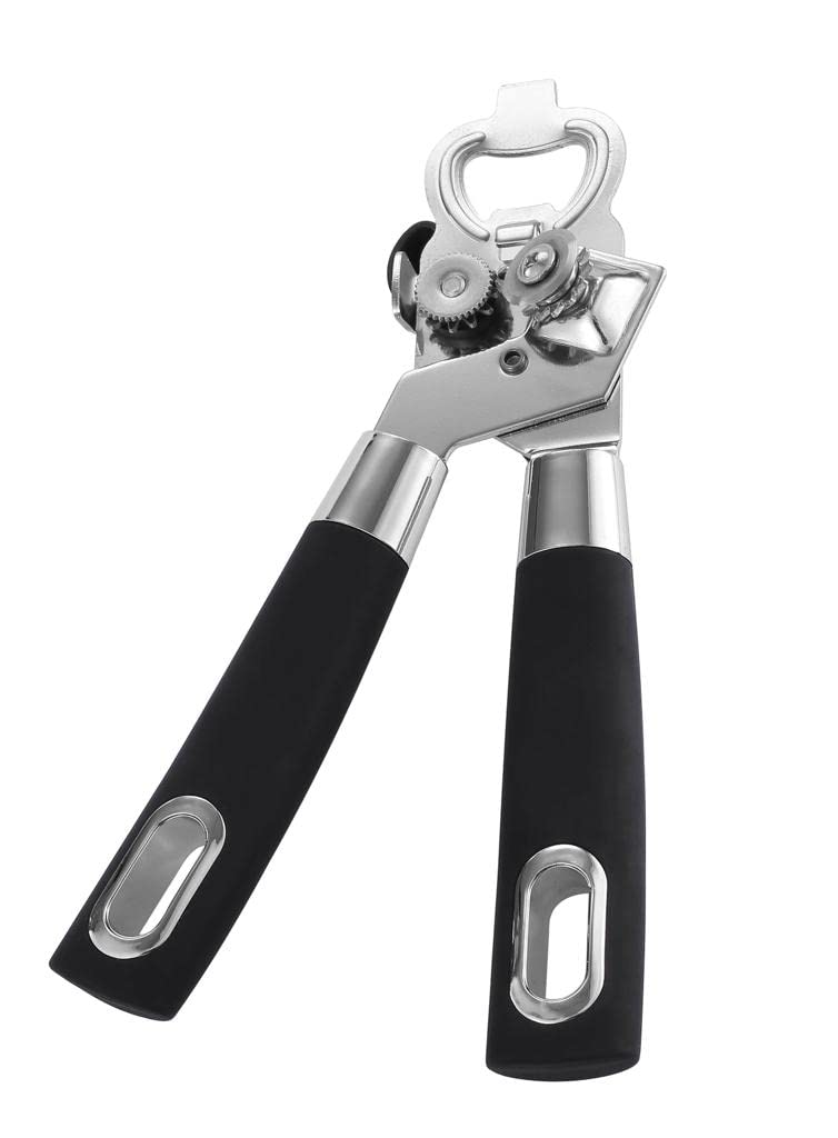 Royal Cuisine Can Opener Manual Stainless Steel Tin Openers That Work, with 2 Replaceable Blades-Blacks