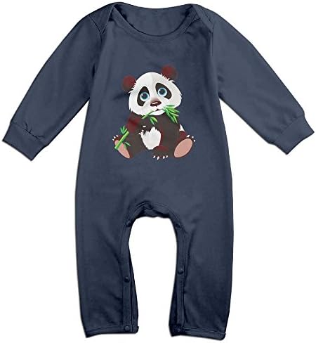 Panda Eating Bamboo Baby Onesie Bodysuits Long-sleeve For 6-24 Months Baby