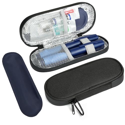 BLK8IGHT Insulin Pen Cooler Travel Case, Diabetiker Isolierte Kühltasche mit 2 wiederverwendbaren Kühlakkus für Insulin Pen und andere Medikamente Dia