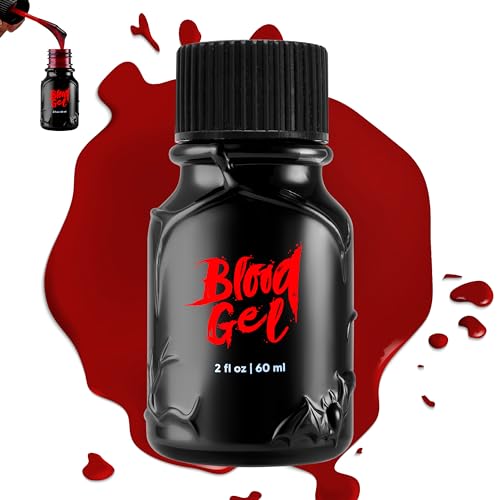 Spooktacular Creations Halloween Fake Blood, 2 oz Faux Blood Makeup, Stage Blood Bottle, Prank Dripping Blood Paint, Washable Fake Blood for Clothes, Zombie, Vampire Blood Make Up