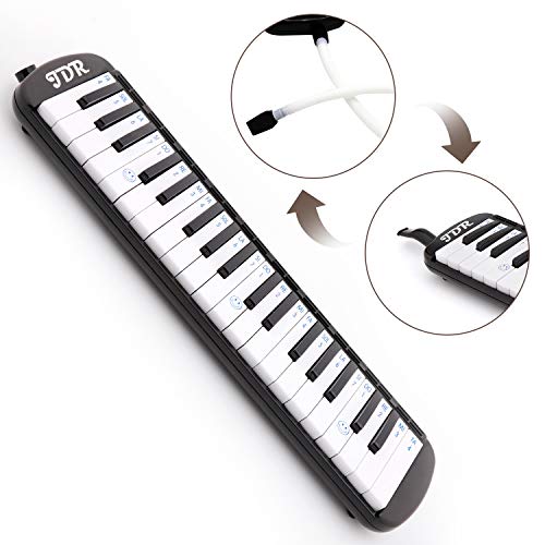 JDR Melodica instrument 37 Keys Piano Style Keyboard Standard Tone with 2×Mouthpiece 2×Tube Music Book Case for Kids Music Gift - Thumbnail 3