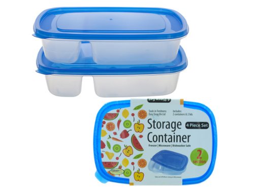 handy helpers Rectangluar Storage Essentials Storage Container Set, White/Blue