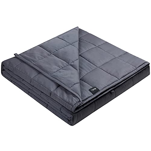 ZonLi Weighted Blanket 12lbs (48''x72'', Twin Size, Dark Grey), Weighted Blanket for Adults, High Breathability Heavy Blanket, Soft Material with Premium Glass Beads