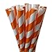Green Party Goods Candy Cane Striped Paper Straws -Orange and White, 50 Count Box