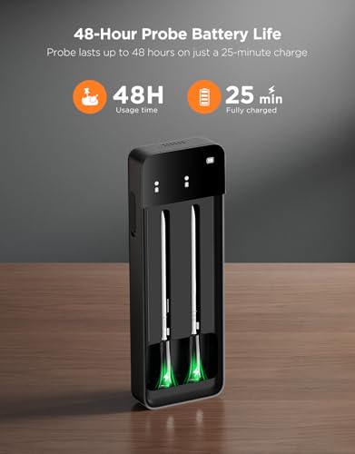 GoveeLife Smart Wireless Meat Thermometer 2 Probes with Stable Bluetooth WiFi Transmission, Digital Oven Thermometer with Accuracy±1.8℉, IP68, Charge Magnetic Base, Alarm, for BBQ, Grill, Smoker