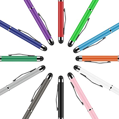 Stylus Pen, UROPHYLLA Stylus Pens for Touch Screens, 2 in 1 Capacitive Stylus Ballpoint Pen Stylus for iPad, Tablet, iPhone, Kindle, Samsung and Other Touch Screen Devices (Multicolor-12 Pack)