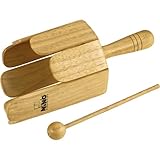 Nino Percussion NINO556 Wood Stirring Drum With Handle & Beater, Natural Finish