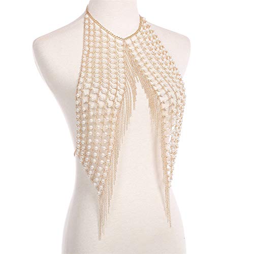ZzheHou-Catena-per-Il-Corpo-da-Donna-Collana-di-Perle-Sexy-della-Pancia-Catena-Catena-Corpo-Femminile-Oro-Strass-Nappa-Bra-monili-della-Catena-Catena-di-Bikini