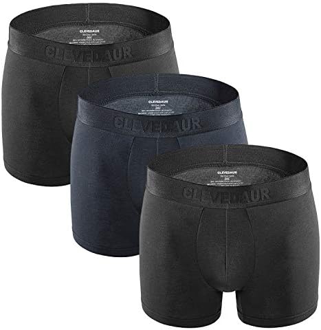 CLEVEDAUR Men's Underwear 4" Antimicrobial Mirco Modal Trunks (Pack of 3)
