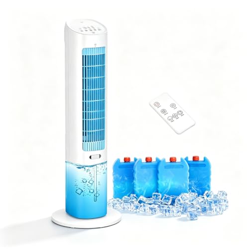 NOMEY Aire Acondicionado Portátil De Torre, 4 En 1 Enfriador de Aire Evaporativo con 3L de Tanque de Agua,Oscilación De 70°,12H Temporizador,4 Modos Y 3 Velocidades Con Control Remoto Climatizador
